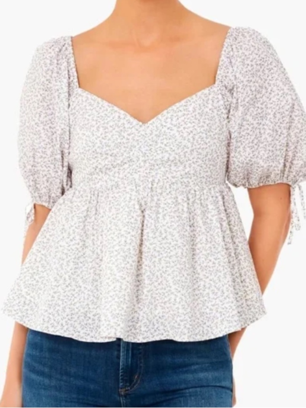 Tuckernuck Hyacinth House Lavender Society Puff Sleeve Floral Blouse Medium